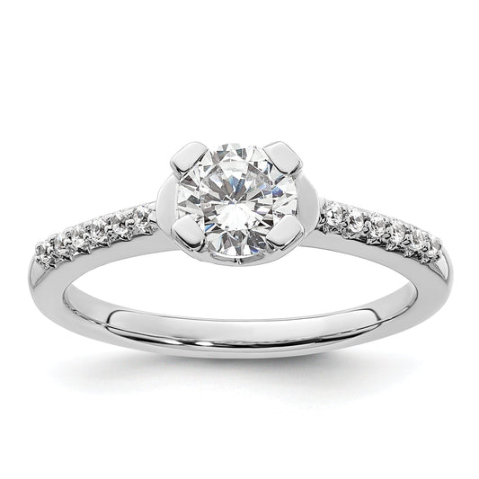 14K White Gold (Holds 3/4 Carat (5.80mm) Round Center) 1/10 Diamond Semi Mount Engagement Ring