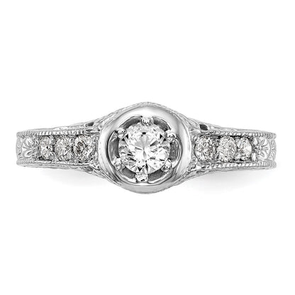 0.25ct. CZ Solid Real 14K White Gold Engagement Ring