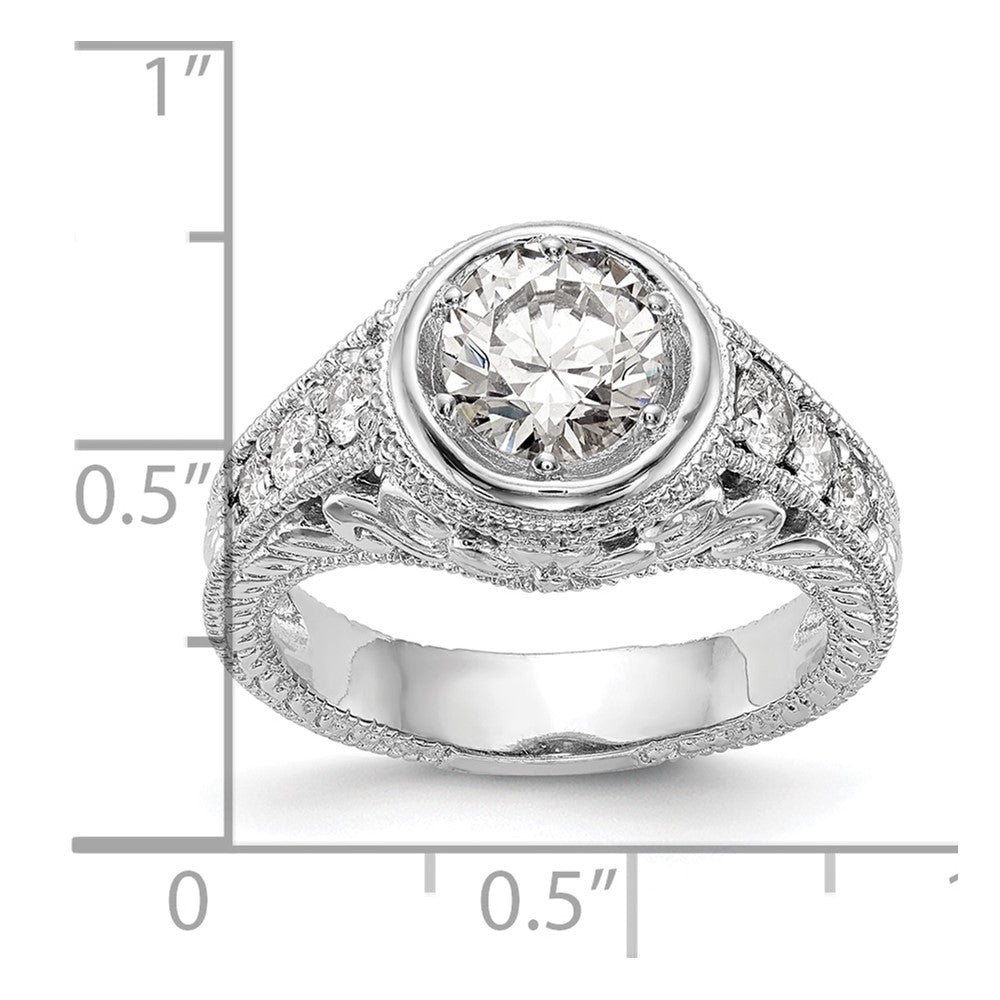14K White Gold Simulated Diamond Engagement Ring