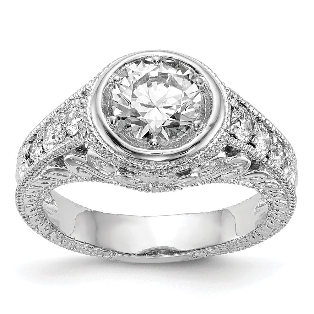 14K White Gold Simulated Diamond Engagement Ring
