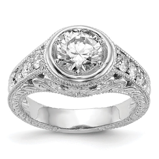 14K White Gold Simulated Diamond Engagement Ring