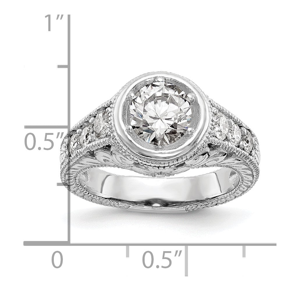 14K White Gold Simulated Diamond Engagement Ring