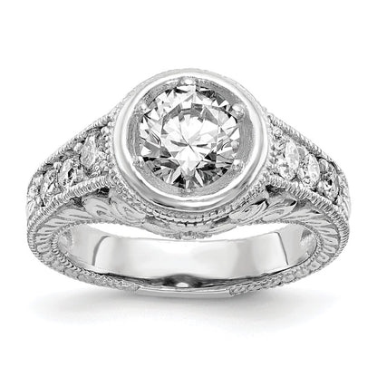14K White Gold Simulated Diamond Engagement Ring