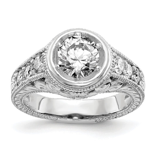 14K White Gold Simulated Diamond Engagement Ring