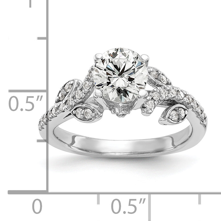 14k White Gold 3/8 Ct. Lab Grown Diamond VS/SI+ G+ 3/4 Ct. Center Round Channel Set Shared Prong Engagement Ring