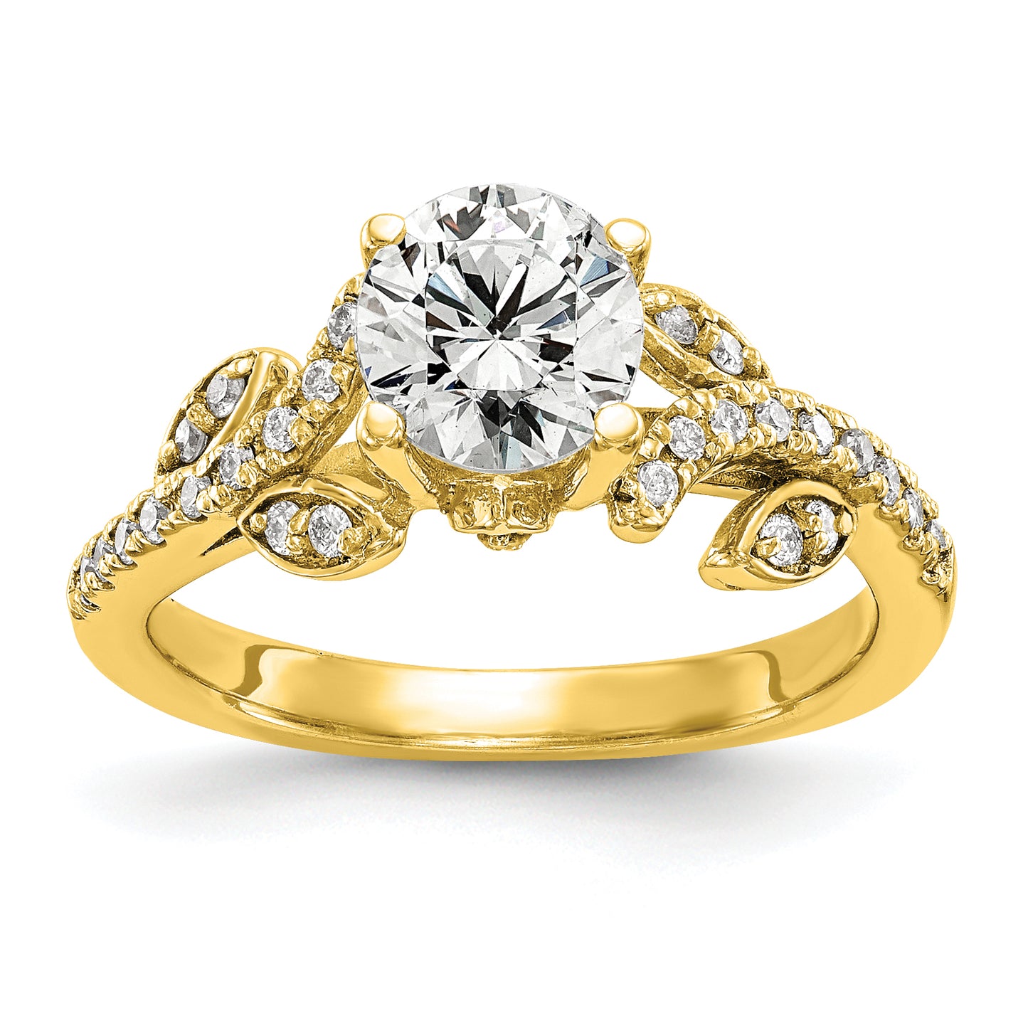 14k Yellow Gold 3/8 Ct. Lab Grown Diamond VS/SI+ G+ 3/4 Ct. Center Round Channel Set Shared Prong Engagement Ring