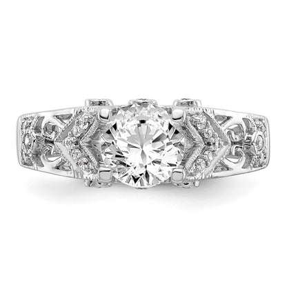 14K White Gold Simulated Diamond Engagement Ring