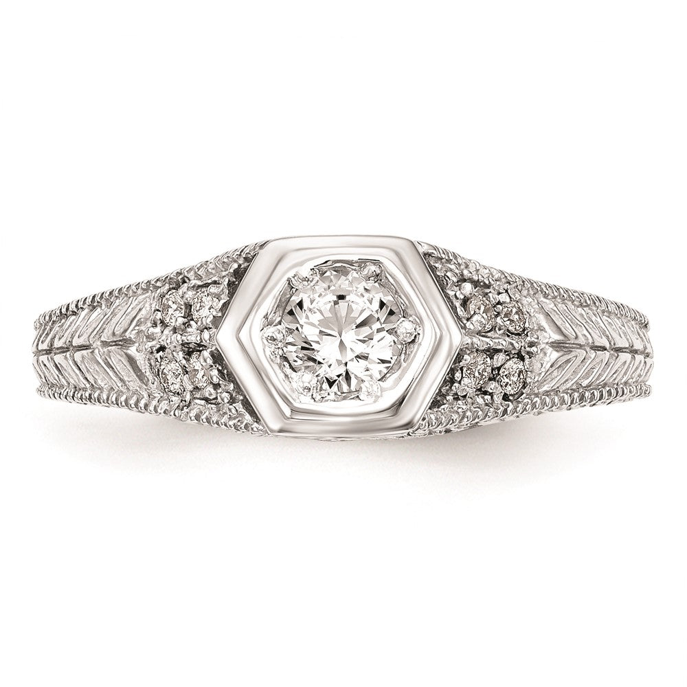 0.20ct. CZ Solid Real 14K White Gold Engagement Ring