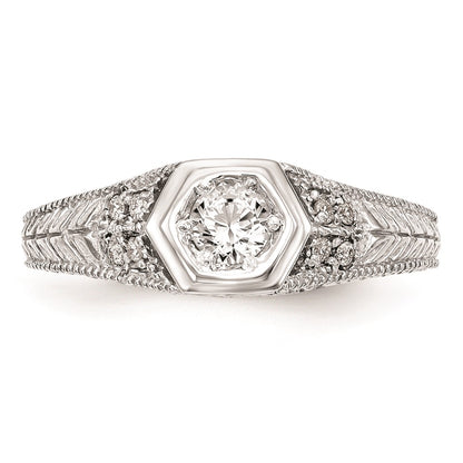 0.20ct. CZ Solid Real 14K White Gold Engagement Ring