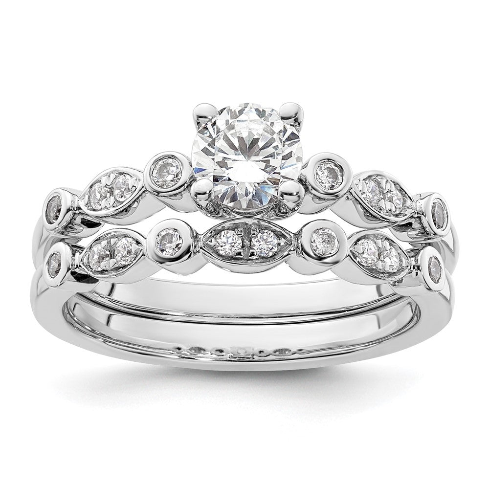14K White Gold Simulated Diamond Engagement Ring