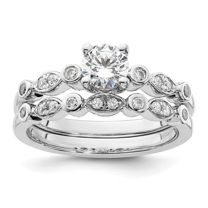 14K White Gold Simulated Diamond Engagement Ring