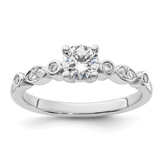 14K White Gold Simulated Diamond Engagement Ring