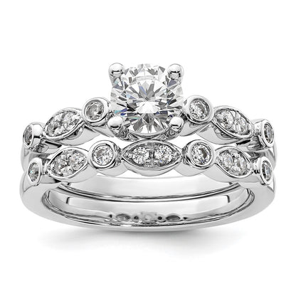 14K White Gold Simulated Diamond Engagement Ring