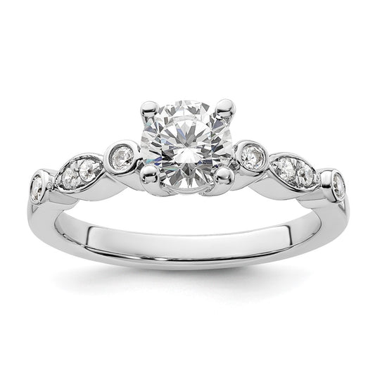 14K White Gold Simulated Diamond Engagement Ring