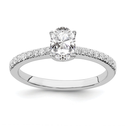 14K White Gold True Origin 1/6 Carat Lab Grown Diamond Vs D E F Semi Mount Oval Engagement Ring