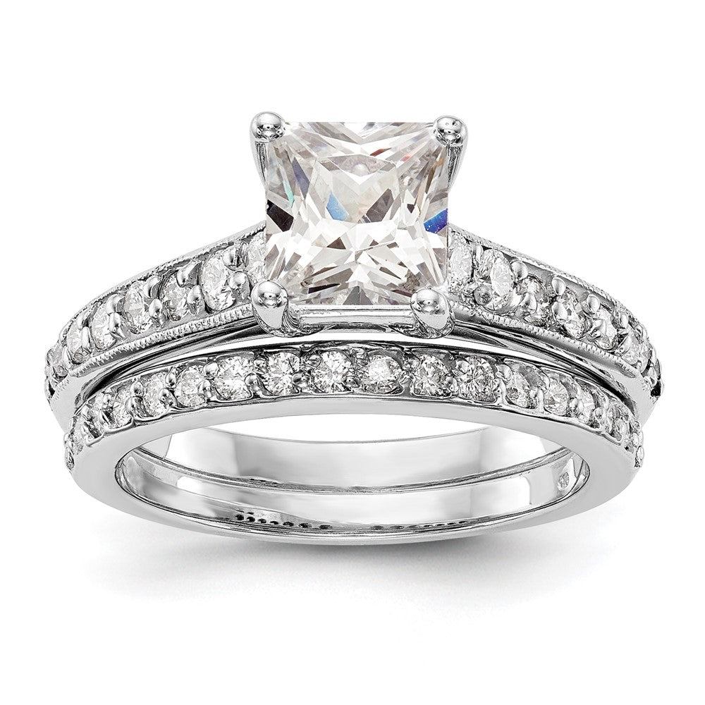 14K White Gold Simulated Diamond Engagement Ring