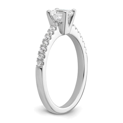 14K White Gold True Origin 1/5 Carat Lab Grown Diamond Vs D E F Semi Mount Emerald Engagement Ring