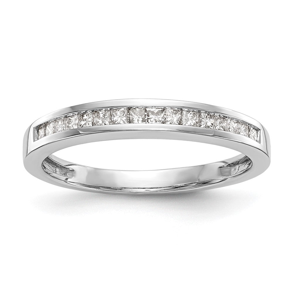 14K White Gold 1/5 Carat Channel Set Princess Diamond Complete Wedding Band