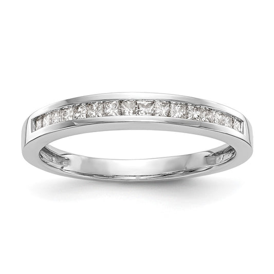 14K White Gold 1/5 Carat Channel Set Princess Diamond Complete Wedding Band