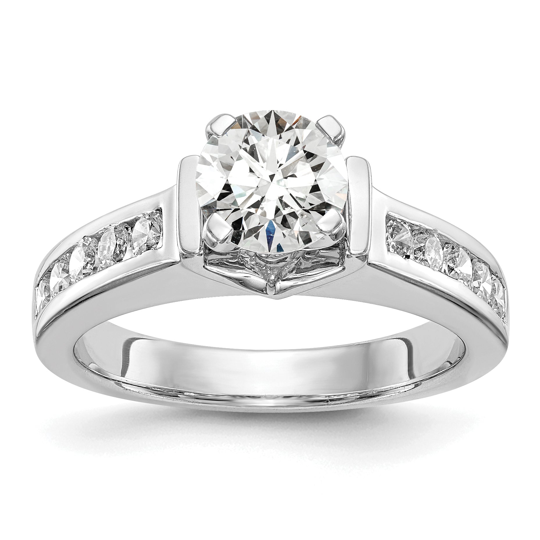 14K White Gold True Origin 1/2 Carat Lab Grown Diamond Vs D E F Semi Mount Peg Set Engagement Ring