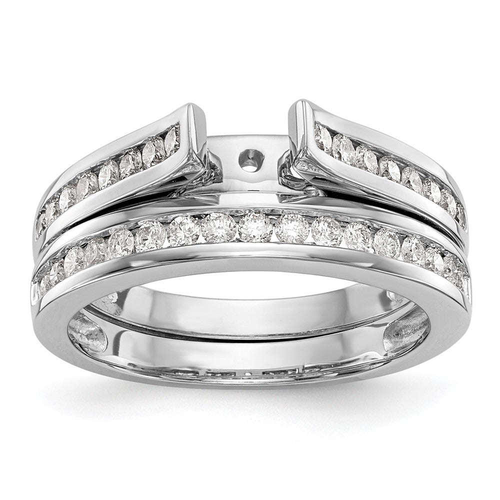 14k White Gold 5/8 Ct. Lab Grown Diamond VS/SI+ G+ 1 Ct. Center Round Shared Prong Engagement Ring