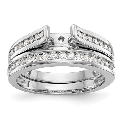 14k White Gold 5/8 Ct. Lab Grown Diamond VS/SI+ G+ 1 Ct. Center Round Shared Prong Engagement Ring