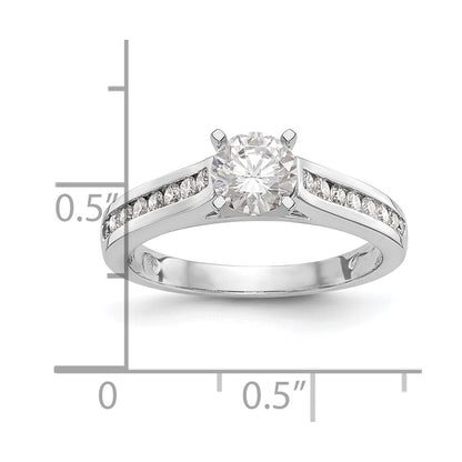 14k White Gold 5/8 Ct. Lab Grown Diamond VS/SI+ G+ 1 Ct. Center Round Shared Prong Engagement Ring