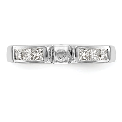 14K White Gold Peg Set 3/8 Carat Channel Princess Diamond Semi Mount Engagement Ring