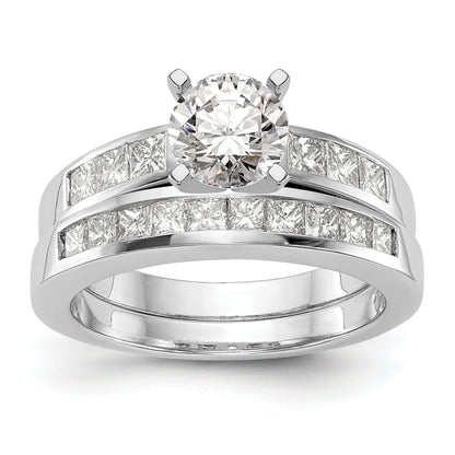 14K White Gold Peg Set 3/8 Carat Channel Princess Diamond Semi Mount Engagement Ring