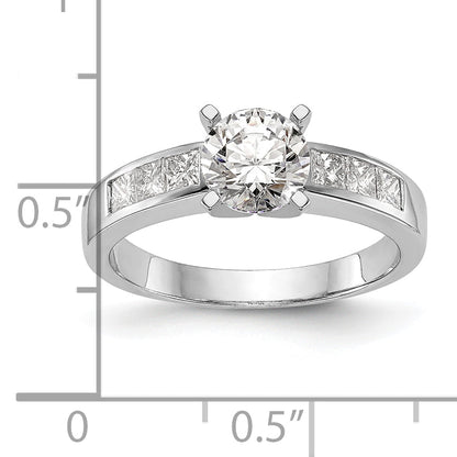 14K White Gold Peg Set 3/8 Carat Channel Princess Diamond Semi Mount Engagement Ring