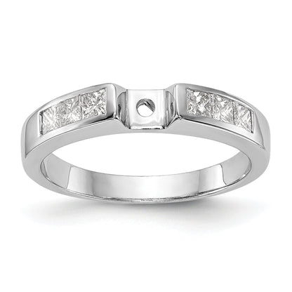 14K White Gold Peg Set 3/8 Carat Channel Princess Diamond Semi Mount Engagement Ring