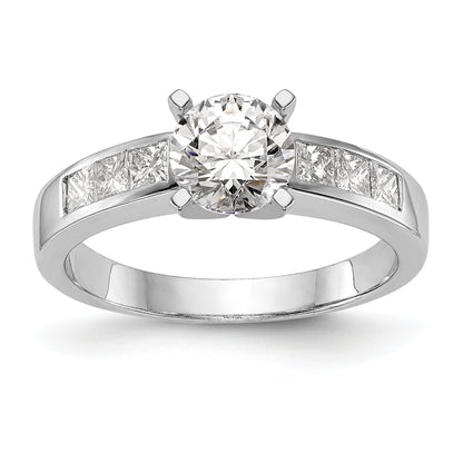 14K White Gold Peg Set 3/8 Carat Channel Princess Diamond Semi Mount Engagement Ring