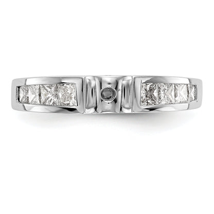 14K White Gold Peg Set 3/4 Carat Channel Princess Diamond Semi Mount Engagement Ring