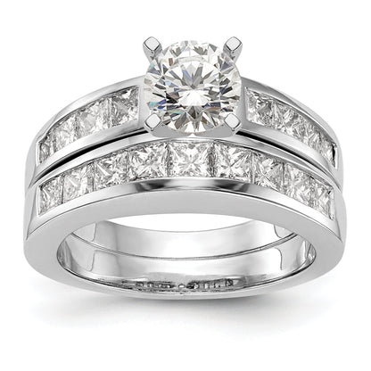 14K White Gold Peg Set 3/4 Carat Channel Princess Diamond Semi Mount Engagement Ring