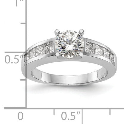 14K White Gold Peg Set 3/4 Carat Channel Princess Diamond Semi Mount Engagement Ring