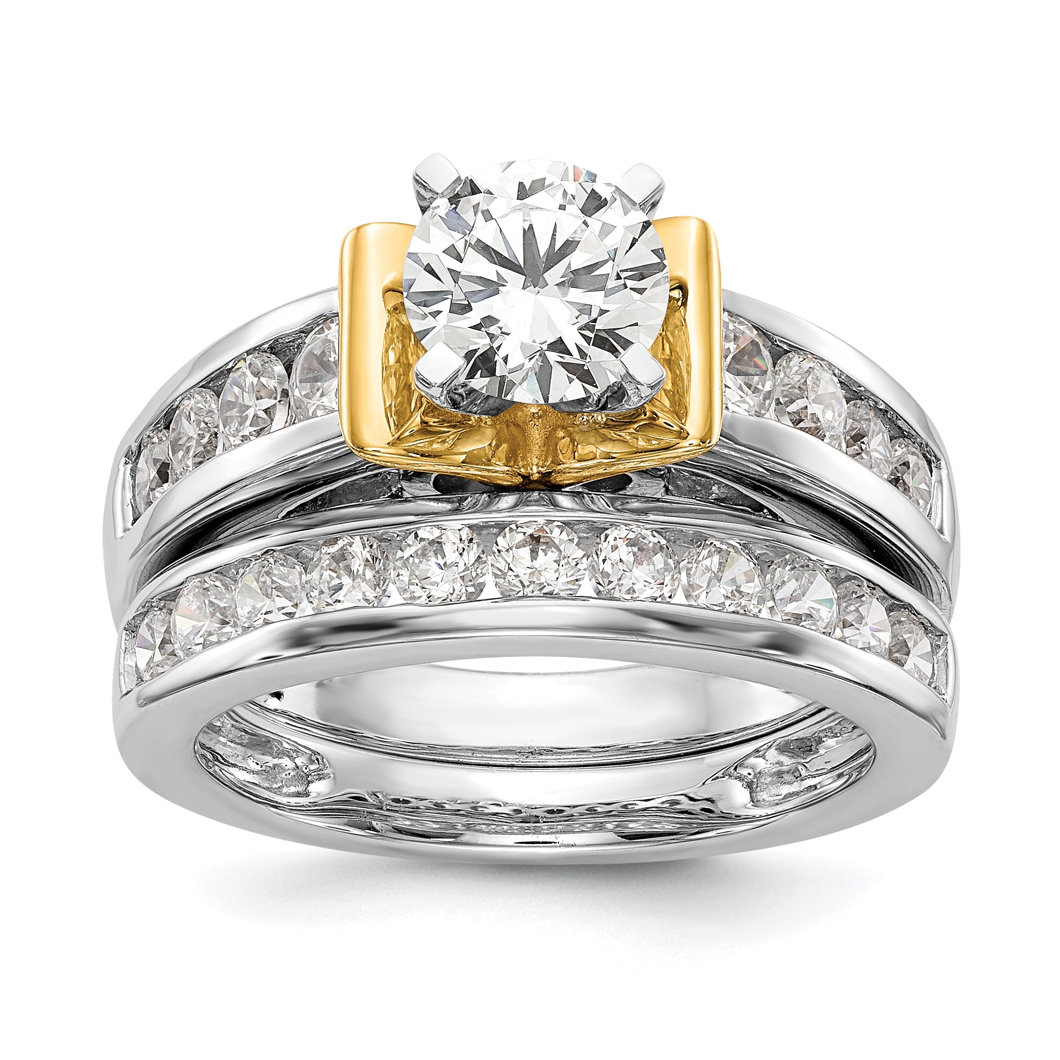 14k Two-tone Two Tone 5/8 Ct. Lab Grown Diamond VS/SI+ G+ Peg Set Engagement Ring