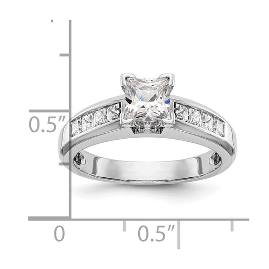 0.50ct. CZ Solid Real 14K White Gold Peg Set Engagement Ring