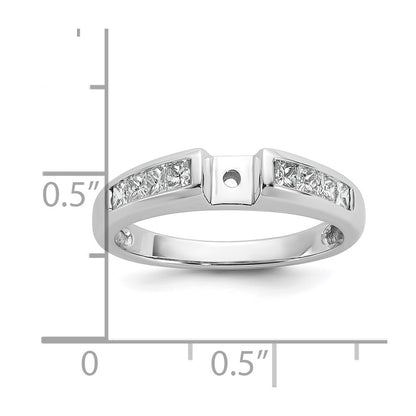 14K White Gold Peg Set 1/2 Carat Channel Princess Diamond Semi Mount Engagement Ring