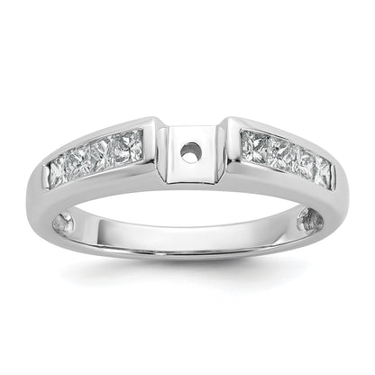 14K White Gold Peg Set 1/2 Carat Channel Princess Diamond Semi Mount Engagement Ring