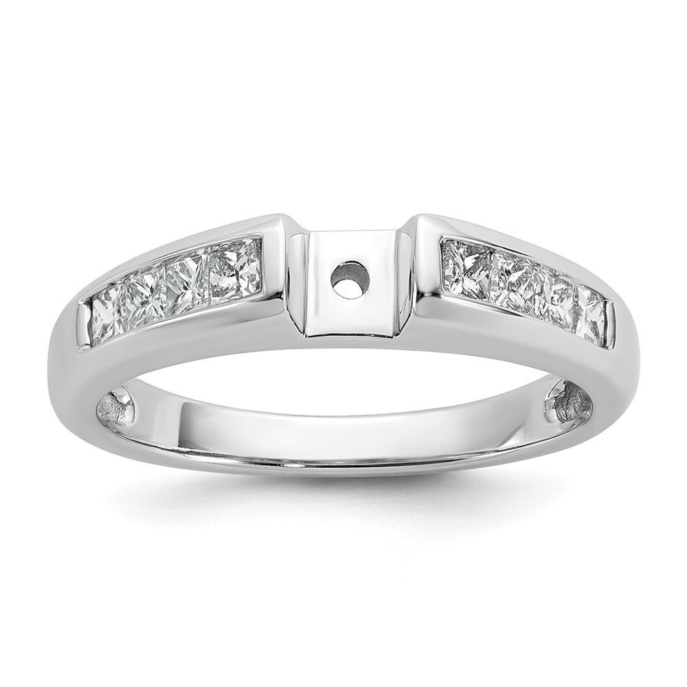14K White Gold Peg Set 1/2 Carat Channel Princess Diamond Semi Mount Engagement Ring