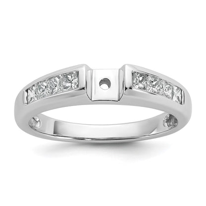 14K White Gold Peg Set 1/2 Carat Channel Princess Diamond Semi Mount Engagement Ring