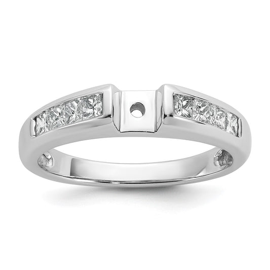 14K White Gold Peg Set 1/2 Carat Channel Princess Diamond Semi Mount Engagement Ring
