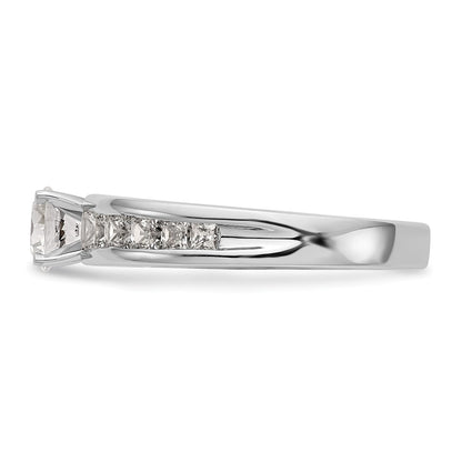 1.00ct. CZ Solid Real 14K White Gold Peg Set Engagement Ring