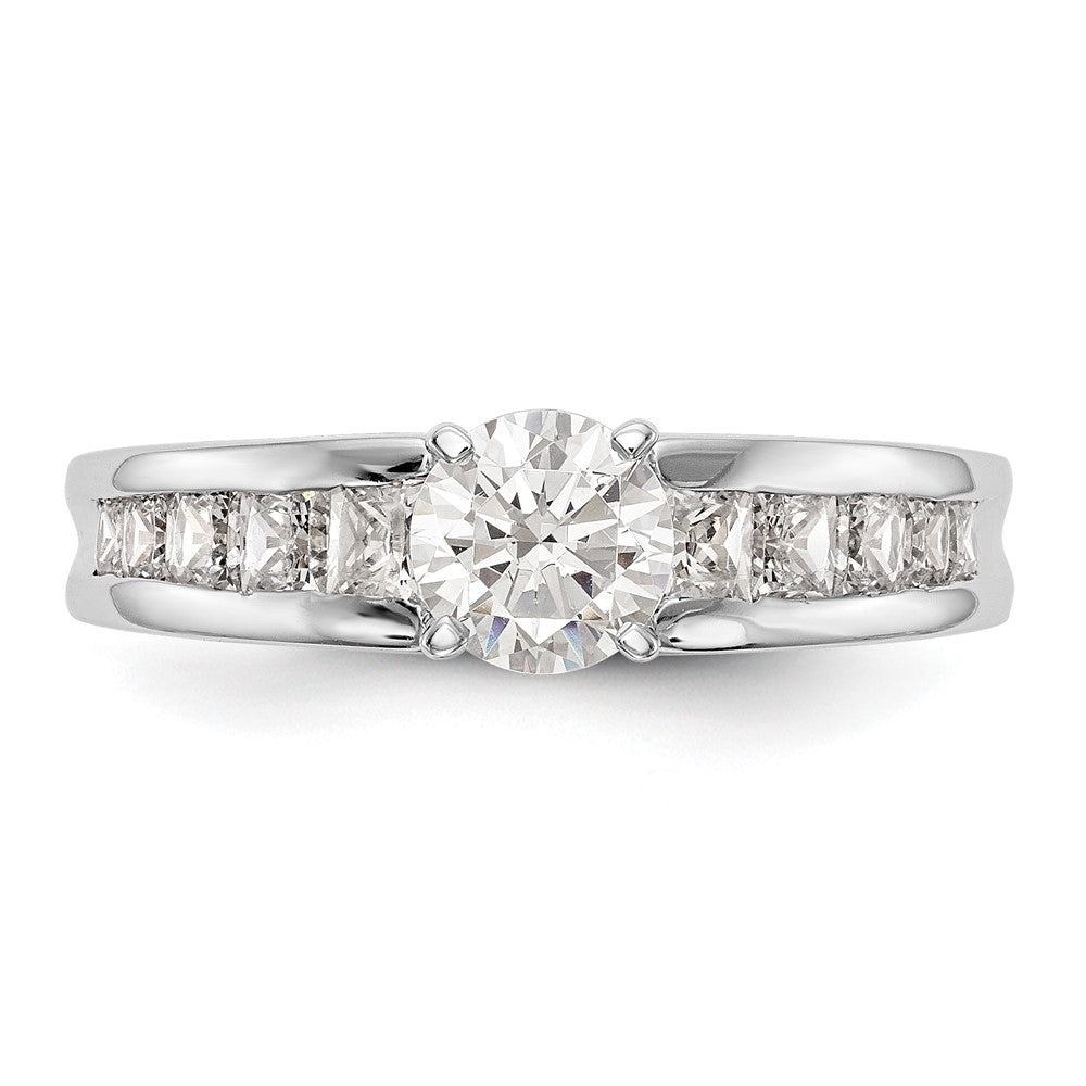 1.00ct. CZ Solid Real 14K White Gold Peg Set Engagement Ring