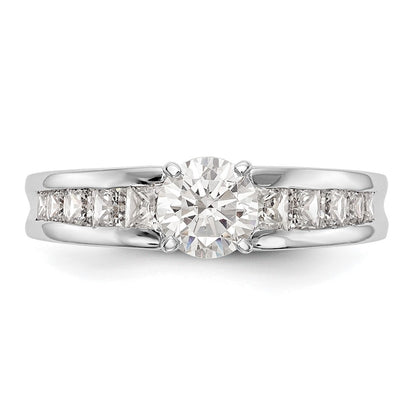 1.00ct. CZ Solid Real 14K White Gold Peg Set Engagement Ring