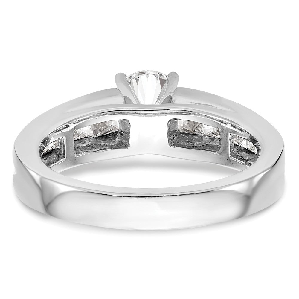 1.00ct. CZ Solid Real 14K White Gold Peg Set Engagement Ring