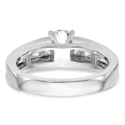 1.00ct. CZ Solid Real 14K White Gold Peg Set Engagement Ring