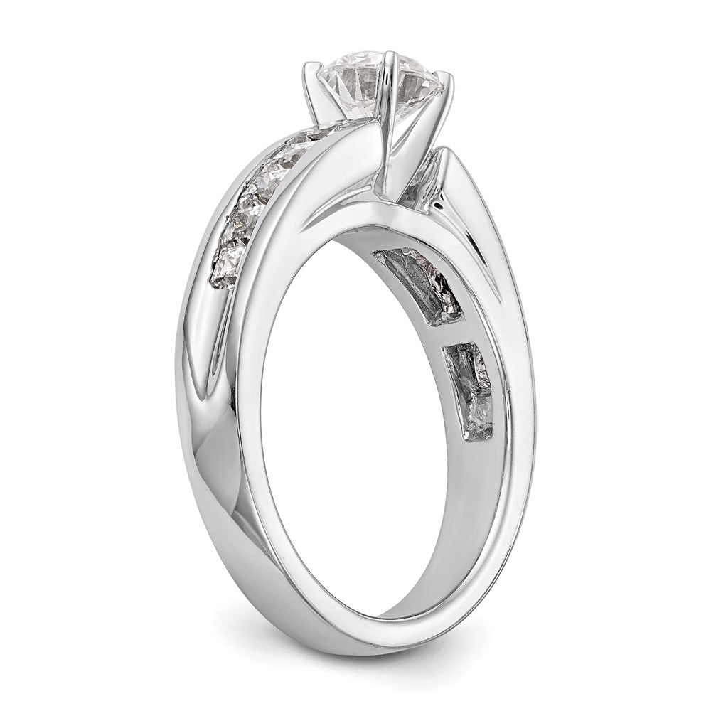 1.00ct. CZ Solid Real 14K White Gold Peg Set Engagement Ring