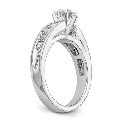 1.00ct. CZ Solid Real 14K White Gold Peg Set Engagement Ring