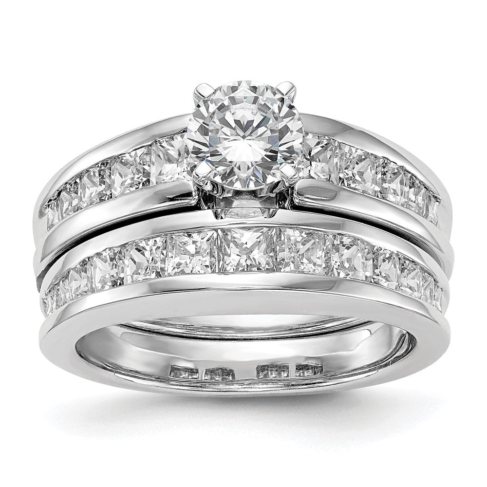 1.00ct. CZ Solid Real 14K White Gold Peg Set Engagement Ring